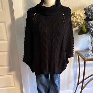Cable knit turtleneck with batwing sleeves size large
